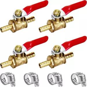 보칠로이 4Pc 단조 황동 미니 볼 밸브 차단 스위치 1/4인치 호스 바 x 수도 오일 파이프 튜브 피팅 커플러