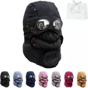 겨울용 방한 모자 (안경 포함), 조절 가능한 방풍 스키 마스크 - 자전거 타기에 적합한 캡