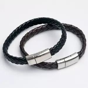 폭넓은 남자 가죽 팔찌 마그넷 잠금 남성 모던 액세서리 심플 패션팔찌