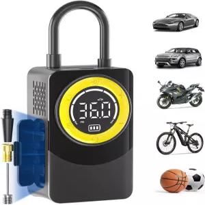 CARSUN 타이어 인플레이터 휴대용 공기 압축기 디지털 압력 게이지 LED 라이트 및 자동차 오토바이 자전거