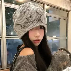 여성 겨울 니트 스웨터 모자 빈티지 드로잉 로고 비니 캡 버킷햇 모자 비니 가을 니트 남자 벙거지 여자