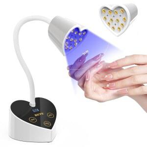 BETE 미니 UV 네일 램프 플래시 큐어 젤 매니큐어, 스마트 센서가 장착된 360 접이식 구스넥 LED 램프, 살롱 홈 DIY를 위한 3 타이머가 USB 휴대용 무선 30W 충전식 드라이어