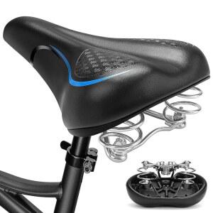 내부 충격 흡수 서스펜션이 있는 프록스빅 편안한 자전거 시트, 남성용 소프트 메모리 폼 패딩 산악 자전거용 컴포트 바이크 안장, MTB, 전기 자전거, 로드 바이크, 운동