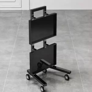 미용트롤리 피부관리실웨건 2단 스텐 / 헤어샵 블랙 86x30x40cm 아크릴 츄레이