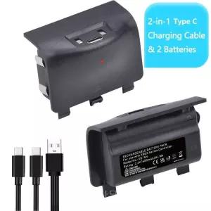 1400mAh 충전식 Xbox 컨트롤러 배터리 팩 + X용 C형 케이블  S 원격 게임패드
