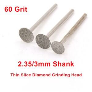 얇은 슬라이스 다이아몬드 그라인딩 헤드 스톤 옥 조각 연마 공구용 전기 도금 비트 2.35mm 3M 호환m 생크