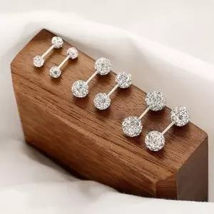 여성 데일리 미니 원석 볼 피어싱 큐빅 볼 귀걸이 5mm