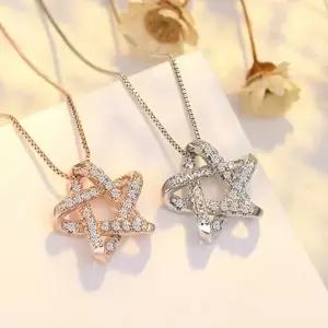 기념일 선물 대학생 코디 실버 큐빅 스타링 목걸이