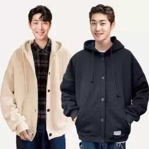 따뜻한 기모 아우터 남자 여자 커플 오버핏 후드 티셔츠