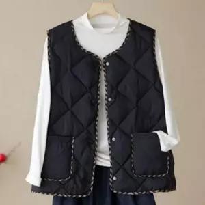 데일 여성 겨울 패딩 조끼 라운드 여성 퀼팅 조끼 따뜻한