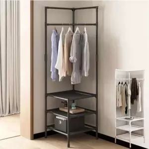 스탠드 코너식 옷걸이 수납 철제 행거 헹거 선반 옷장/걸이/의류/원룸/드레스룸/시스템/이동형/수납장