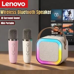 레노버 K12 무선 블루투스 스피커 2개의 마이크 포함 미니 휴대용 음악 플레이어 가족 노래 선물용 카라오