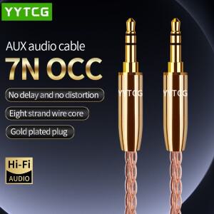 HIFI 3.5mm Aux 오디오 케이블 7N OCC ~ 잭 자동차 헤드폰 용 Hifi 스테레오 휴대 전화 스피커 TV 박스