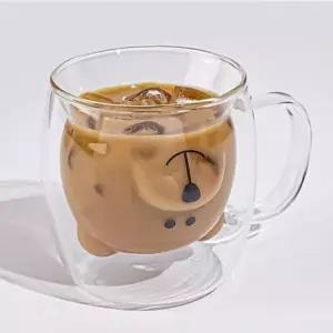 이중벽 손잡이 투명 유리잔 캐릭터 테이블웨어 컵