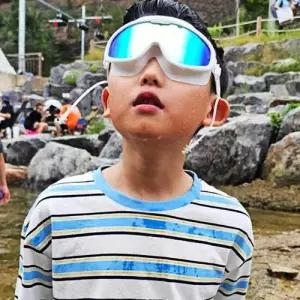 귀마개 일체형 미러고글 물안경 화이트 와이드 잠 WEE2A45