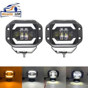 5인치 사각형 연노랑색 및 흰색 엔젤 아이 오프로드 차량 작업등 스포트라이트 렌즈 LED 전면 범퍼 그릴 안