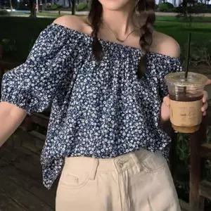 바캉스 휴양지 여름 밴딩 오프숄더 플라워 블라우스 여성블라우스