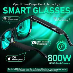 2026 AI 스마트 안경 신형 4K HD 800MP 카메라 Chat GPT 블루투스 통화 음성 비서 제어 AI 번역 선글라스