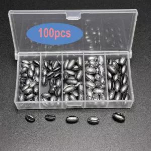 핀도래 100개박스 에그형 낚시 추 무게추 타원형 샷 미끼 08g1g12g15g2g