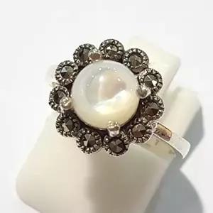 [셀러허브 패션][블루케이] A급미니꽃 화이트자개 원석반지210704-18n