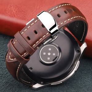 호환품오일 왁스 처리된 크레이지 호스 가죽 시계줄 스트랩 스테인리스 스틸 디플로이먼트 버터플라이 버클