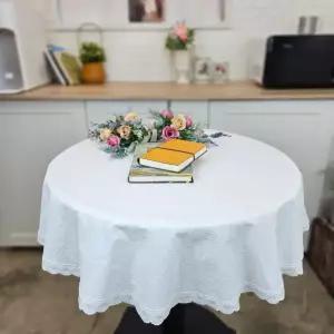 [식탁보] 원형테이블커버 광목 원형 레이스 무지 키친크로스 홈수니