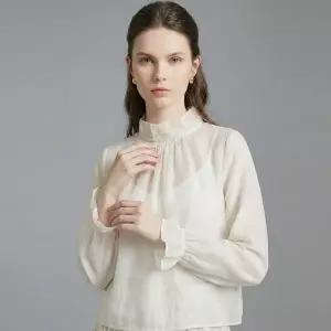 [NS홈쇼핑][샵앤] 국산 여성 반목 시스루 프릴 하객룩 블라우스 SIU-WBL-21018..