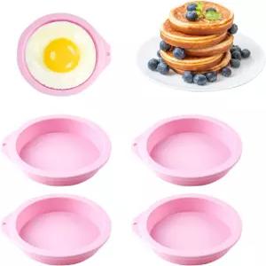 4개의 에어프라이어 달걀 틀 원형 실리콘 베이킹 머핀 탑 팬 4 미니 팬케이크 케이크 탑을 위한 논스틱