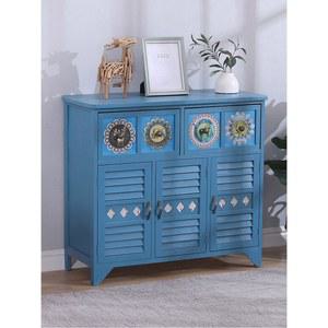 빈티지 서랍장 엔틱 거실 틈새 찬장 라탄 80x35x73cm 반달 북유럽 콘솔