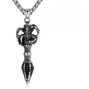금강저 목걸이 바즈라 레트로 남성 티타늄 스틸 펜던트 체인 액세서리 선물 귀신퇴치 실버