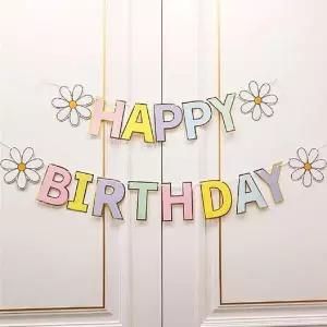 생일축하 가랜드 골드테두리 HBD