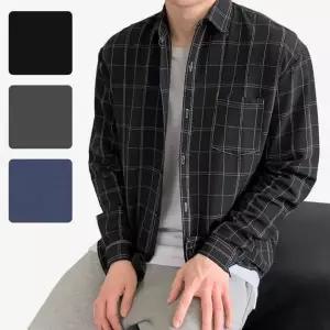 남성용 긴팔 체크 셔츠 봄가을 캐주얼 워크 남방