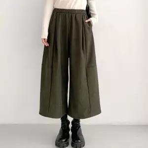 여성 밍크기모 스판 밴딩 절개 골덴 통바지 코듀로이 와이드팬츠