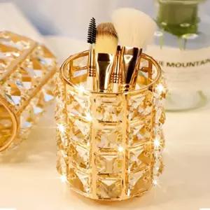 크리스탈 골드 브러쉬 연필 펜 꽂이 통 [다용도 볼펜 책상 정리 인테리어 소품 장식