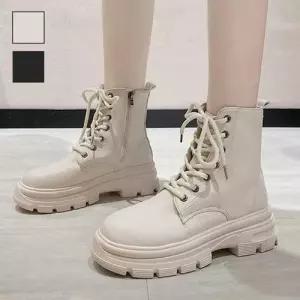 여성용 사이드지퍼강조 캐쥬얼 디테일 레이스업 워커 베스트 WFJU7Z8