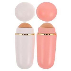 뷰티프리티 2pcs 오일 흡수 화산 페이스 롤러 스톤 스킨케어 페이셜 도구 지성 피부 관리 화장품