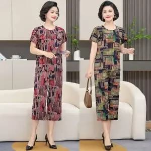 은창]엘레강스 컴포트 썸머 투피스 상하의 세트 라운드넥 투피스 상하의 셋업 세트 여름 바지 비치 휴가