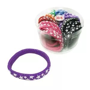 스타 컬러 고무줄밴드 납작고무줄 30P 헤어끈 코사지통 머리끈 헤어밴드