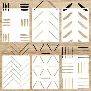 SHYJShYJ 6팩 14인치 모던 템플릿 스칸디나비아 회화 스텐실, 벽돌 기하학적 벽 헥사곤 보호 장식 재사용 헤링본 장식용 라인 가능한