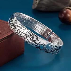 불교 실버 반야심경 S999 복자 복기원 팔찌 불교 복 불경 각인 써지컬