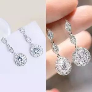 물방울 다이아 귀걸이 큐빅 라운드 웨딩 여성 귀걸이 WA9DA96