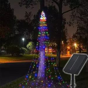 크리스마스 GNW668O7 탑트리 태양광 LED 폭포 전구 컬러 350구