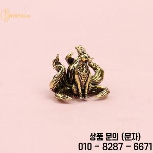 소형 골동품 황동 행운의 9 꼬리 여우 풍수 장식품 미니 오피스 데스크탑 공예 홈