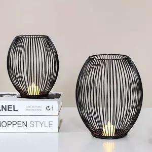 블랙 AGO178U4 스틸 캔들 홀더 빈티지 인테리어 장식소품 중형