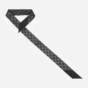 구찌 6S 812250 3G001 1060 GG 프린트 홀스빗 실크 스카프 블랙