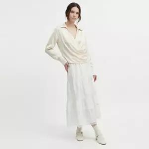 [샵앤] 여성 밴딩 캉캉 레이스 포인트 플레어 롱스커트 EGG-WSK-21024