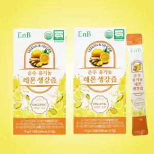 ENB 순수 유기농 레몬생강즙 생강진액 원액 스틱형 레몬주스 14포, 2개