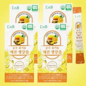 ENB 순수 유기농 레몬생강즙 생강진액 원액 스틱형 레몬주스 14포, 4개