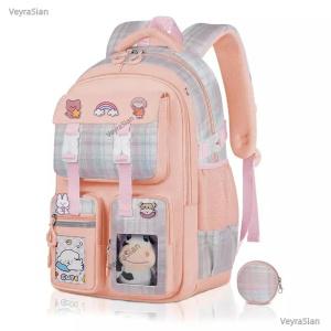 Aomutrsn 여아용 학교 백팩 런치 박스 포함 어린이 청소년을 위한 귀여운 카와이 책
