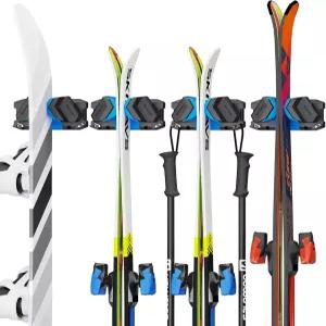 스키파브스 스키 스노보드 벽걸이 차고 공간 절약을 위한 및 겨울 장비 정리함 모든 또는 논슬립 홀더